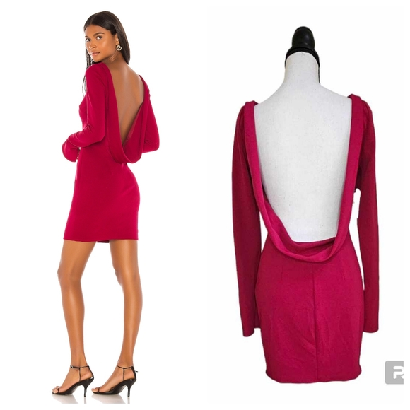 NWT Katie May Glisten Open Back Long Sleeve Dress Ruby Size M - Picture 2 of 13